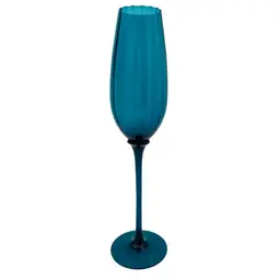 Vtg. Empoli (Italy) Deep Turquoise Tall Brandy Glass Snifter, Rib Optic, Decor