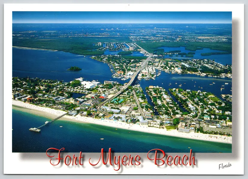 Postcard Aerial View Ft Myers Beach Florida Jumbo Card - 12370