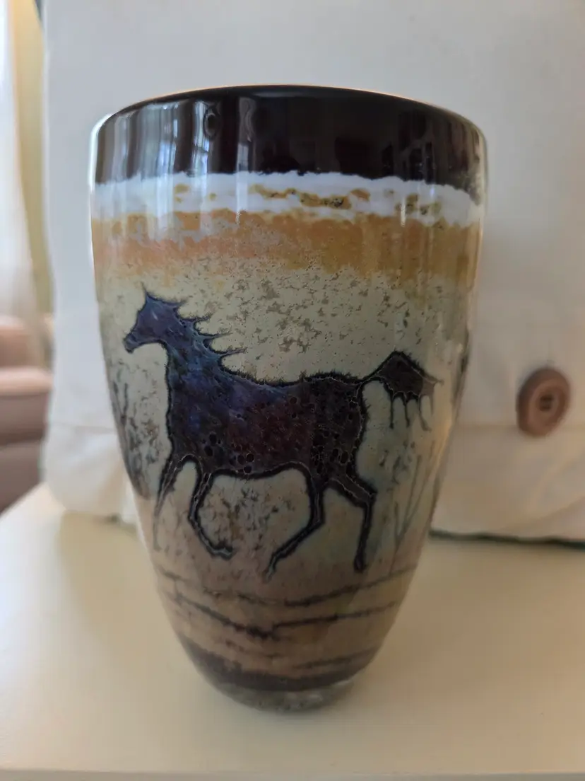 Signed Paul Benzunas Art Glass Vase