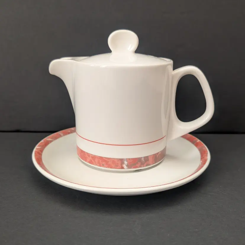 Vintage Villeroy & Boch Beaulieu Individual Teapot with Under Plate Siena Marble