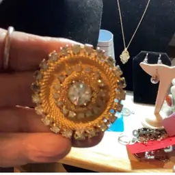 Goldtoned Brooch Rhinestone As Is