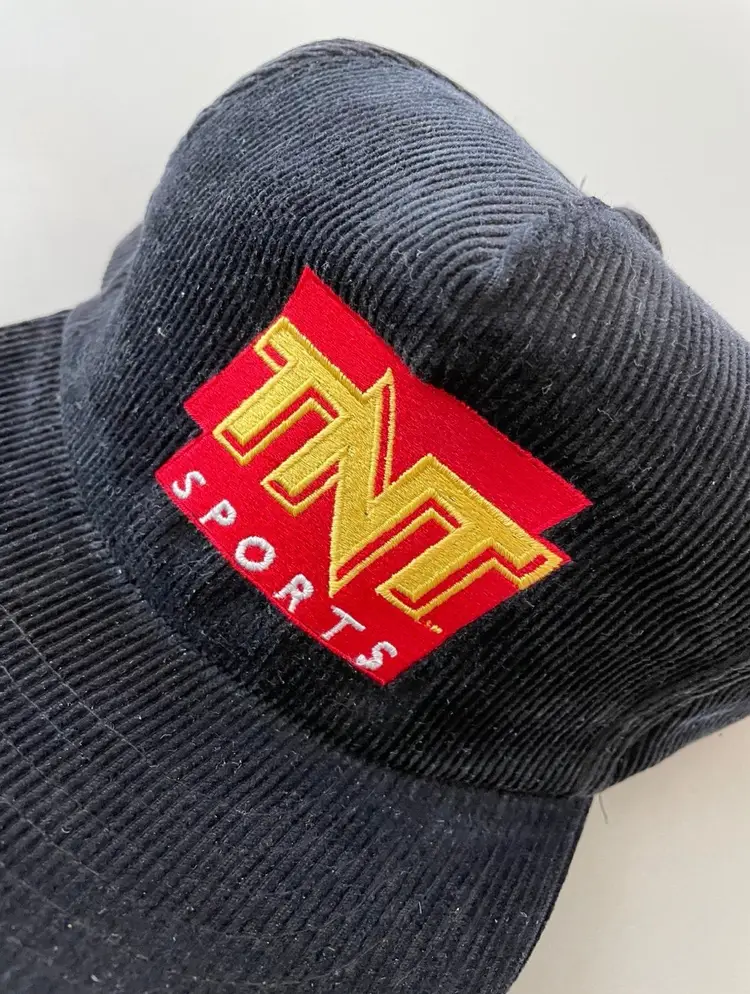 Vintage TNT SPORTS Corduroy Black Zipper Back Rope Promo Hat Cap Excellent.