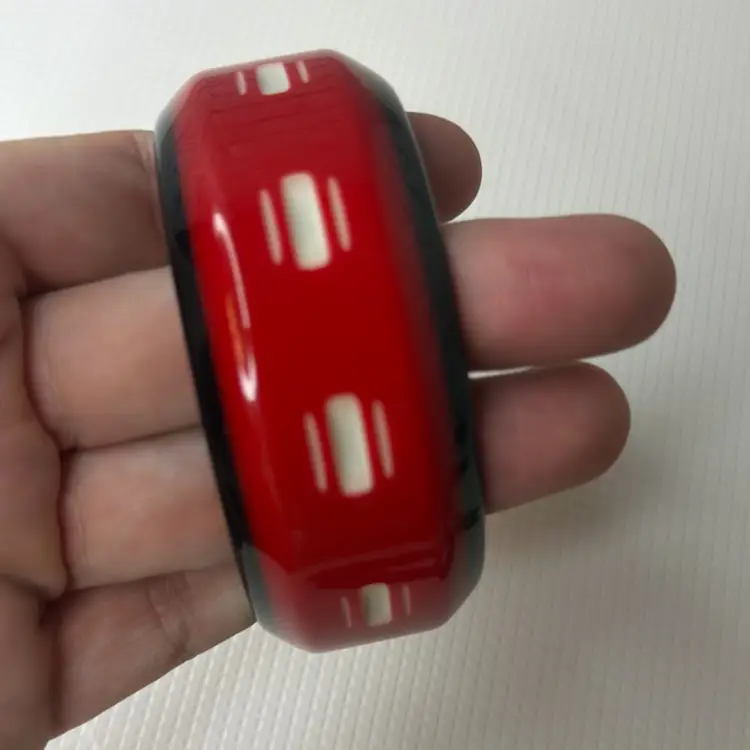 Red Bangle With Strips See