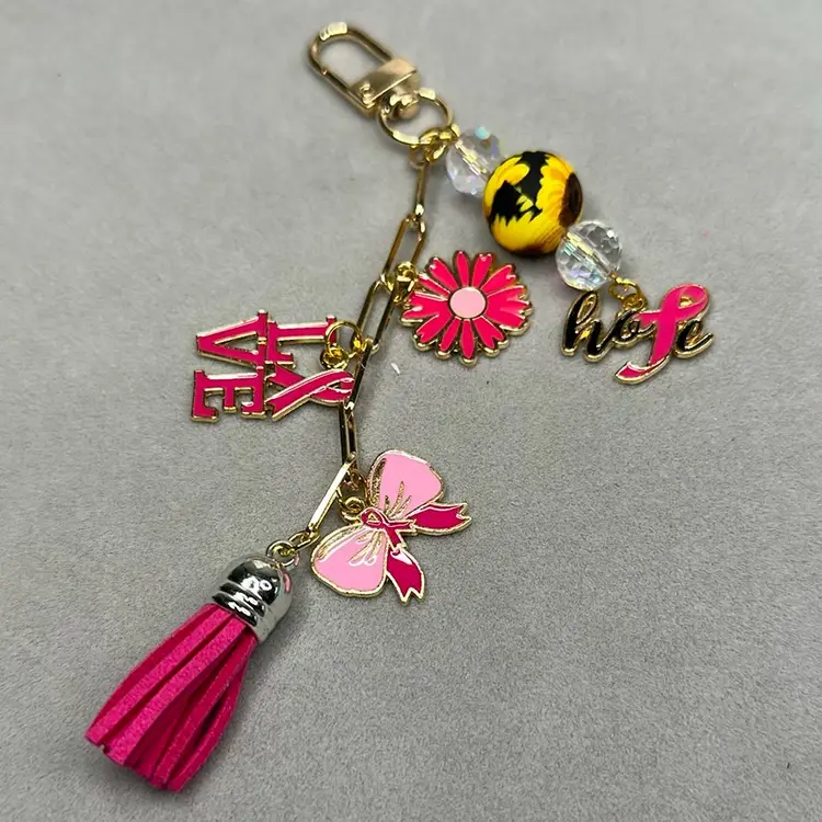 Pink Ribbon Purse/backpack Charm “love”