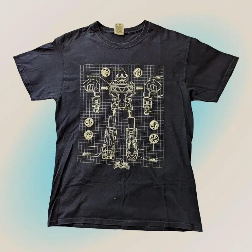 Fruit Of The Loom Transformers Robot Graphic T Shirt Medium Cotton Power Rangers