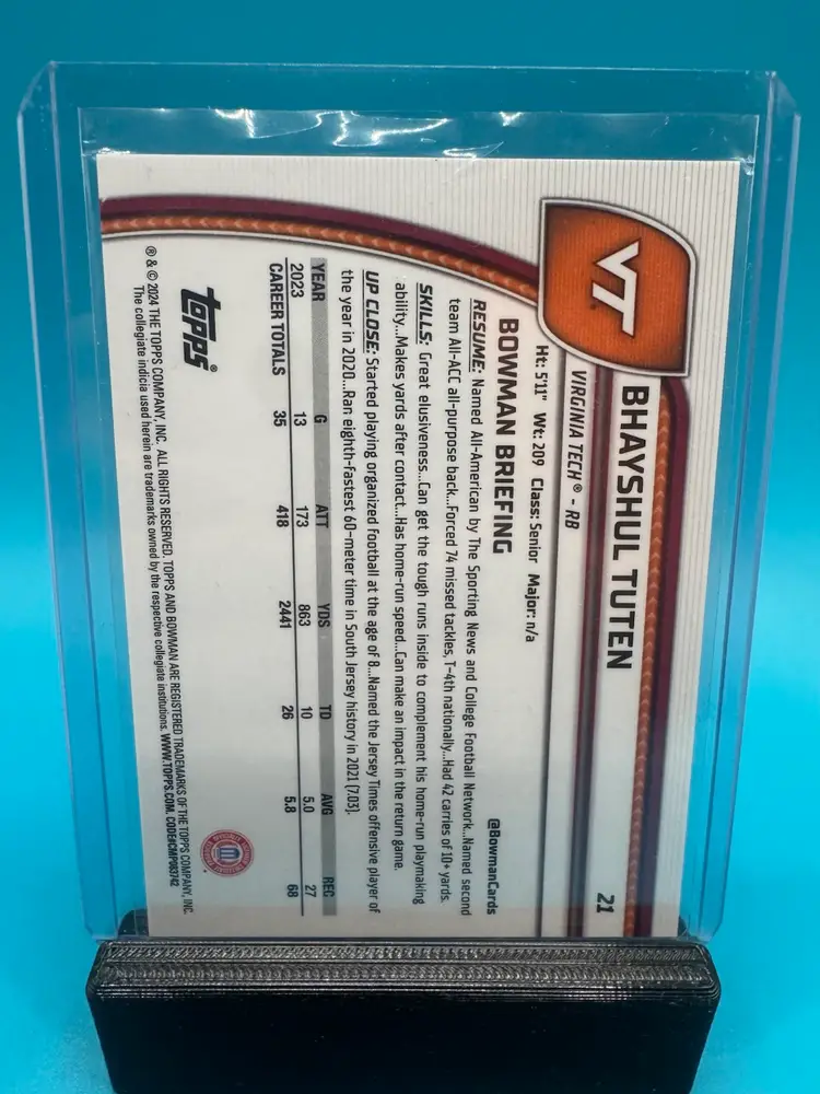 Bhayshul Tuten 1st Bowman Chrome U Aqua Refractor /199 Jacksonville Jaguars