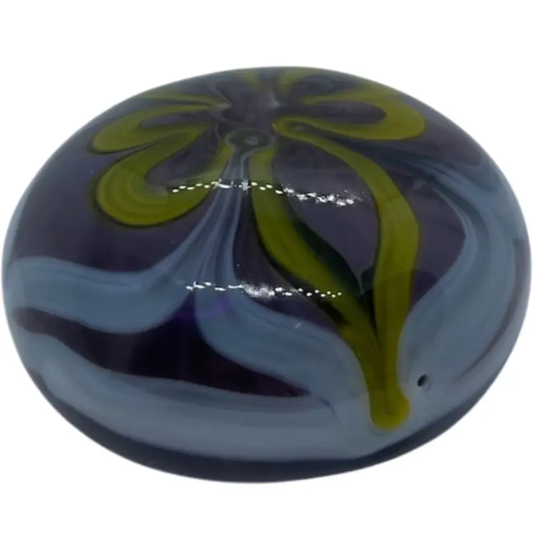 Stunning Opaque Glass Paperweight Purple/Yellow/White
