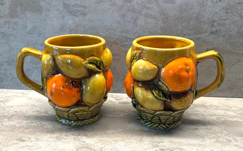 Vintage Inarco Japan Golden Fruit Mug Set 5β x 4β x 4β *READ*