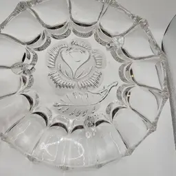 Crystal Footed Bowl with frosted rose