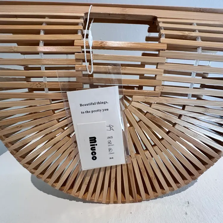 NWT MIUCO Bamboo Handmade Cult Gaia Inspired Mini Ark Top Handle Handbag Tote