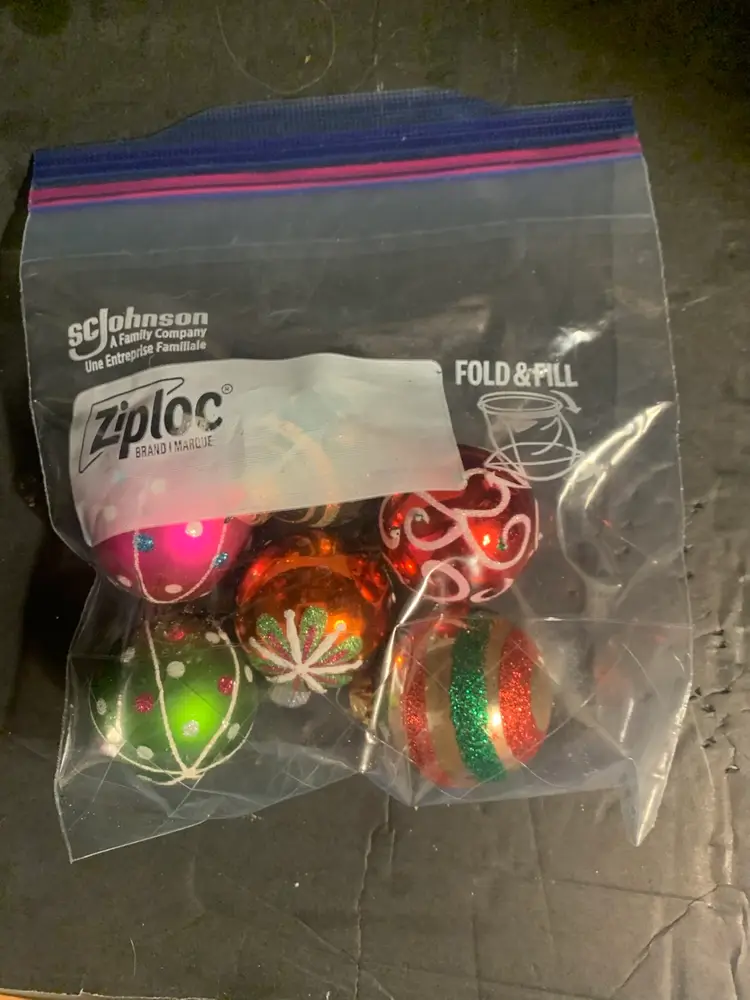 Lot Of 6 Glass Christmas Ornaments 1 1/2 Inches