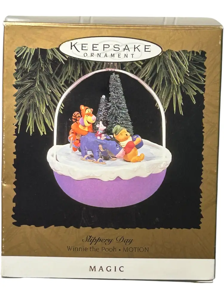 Hallmark Christmas Ornament Winnie the Pooh “Slippery Day” Magic Motion