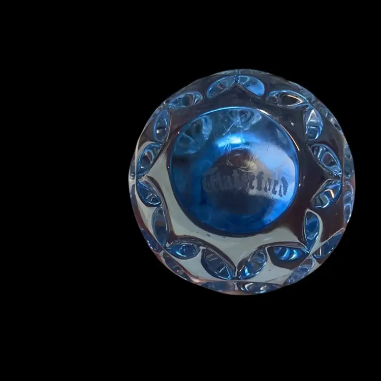 Gorgeous Waterford Crystal Lismore Aqua Blue Egg Paperweight. Lismore Cut Pattern ~ Mix Diamond & Wedge Cut.