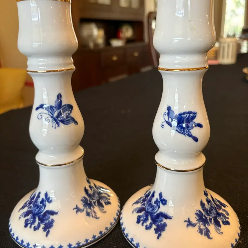 Pair Vintage Ethan Allen Candle Holders - Chinoiserie Candle Holders