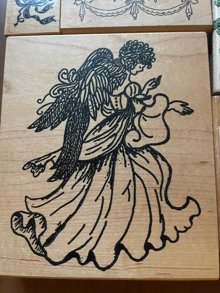 Vintage Angelic Floral Rubber Stamps - Set Of 5