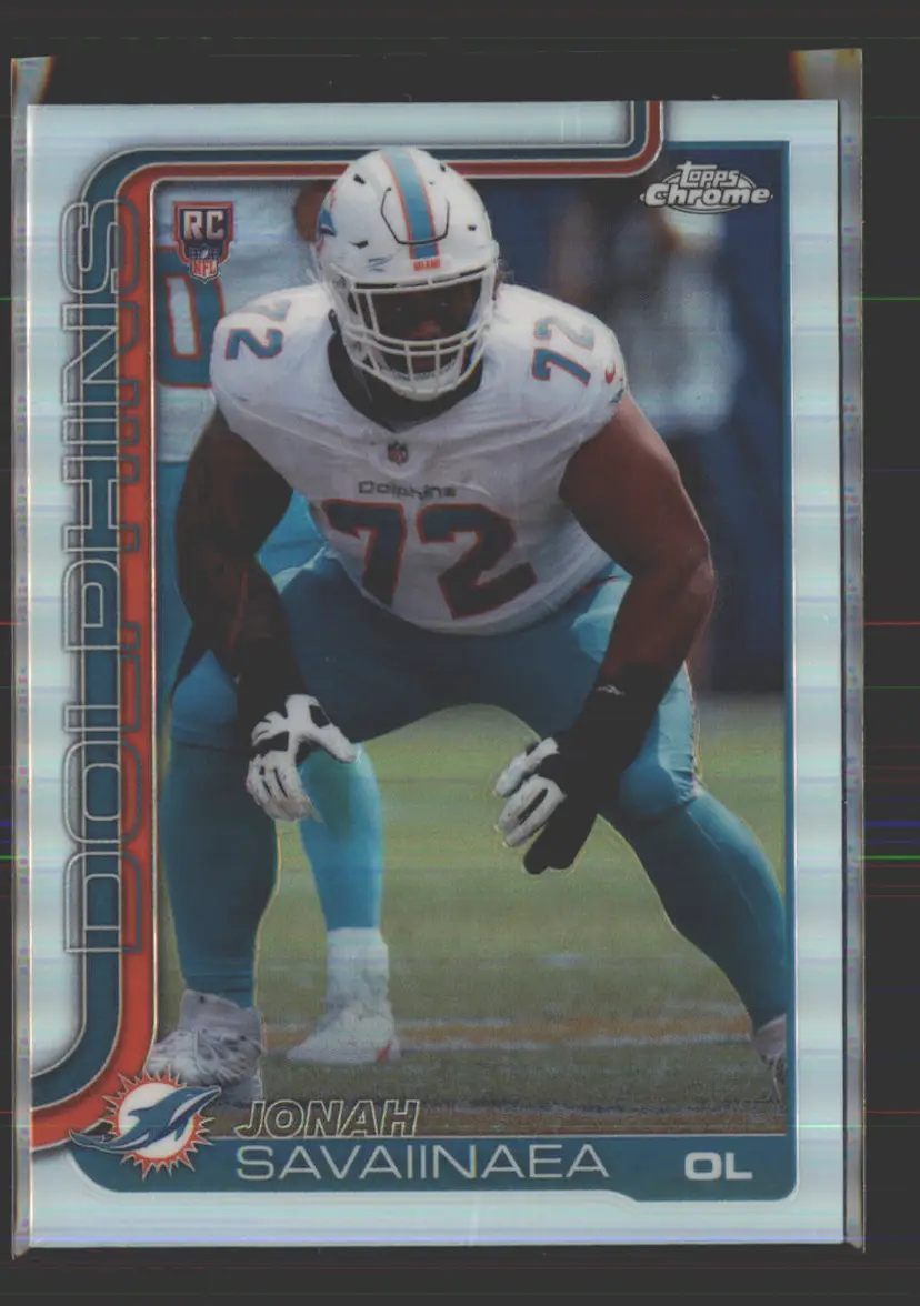 Jonah Savaiinaea 2025 Topps Chrome Refractor #380 - (142) - Miami Dolphins