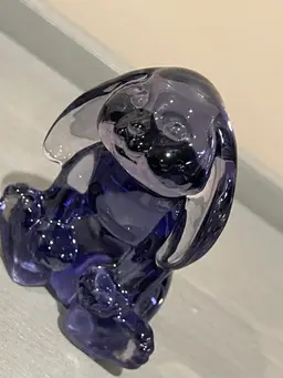 Fenton Purple Amethyst Art Glass Easter Bunny Rabbit With Uv Uranium Glow Paperweight Figurine, Decor