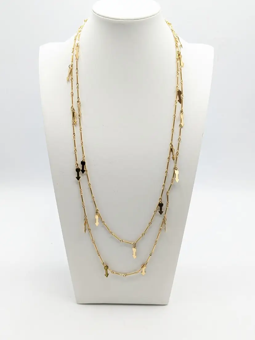 Gold Tone Link Chain Necklace with Arrow Charms