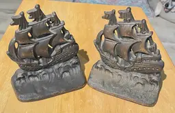 Cast Iron Ship Bookends Or Door Stops 5.5x4.5