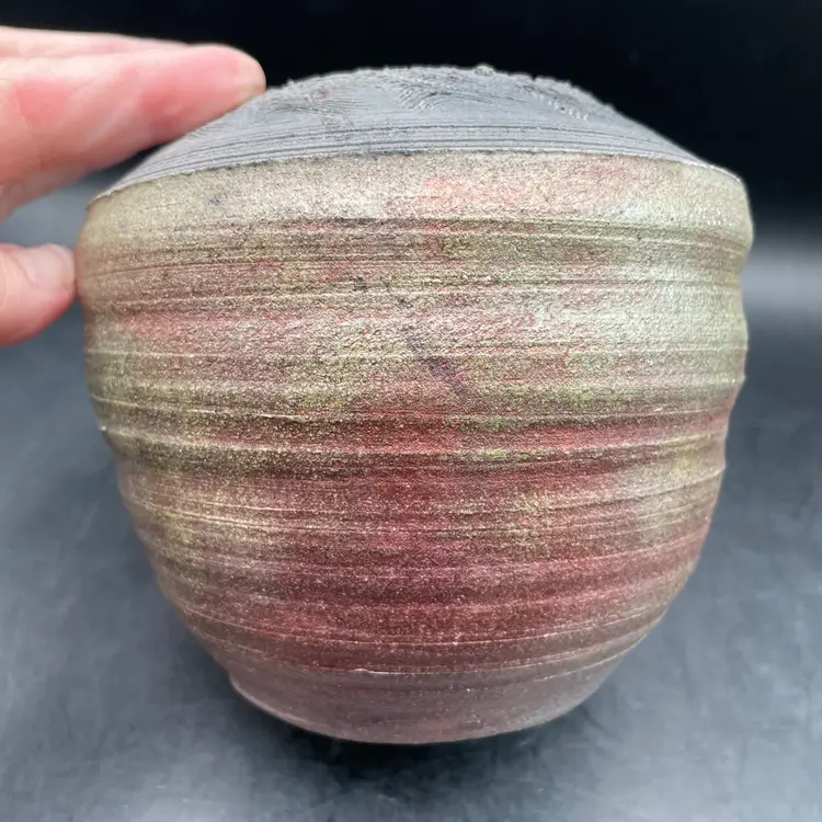 Raku Vase Signed D. Greenland ‘99 With Metallic Glaze