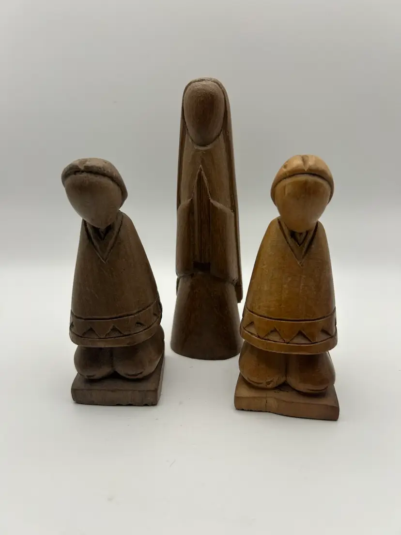 Hand Carved Wooden Statues - VTG