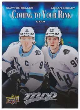 2025-26 Upper Deck MVP Coming to Your Rink #CR28 Clayton Keller / Logan Cooley Utah Mammoth Hockey Card