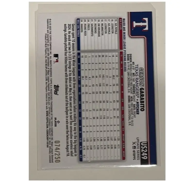 Gerson Garabito RC Topps Purple Rainbow Foil /250 Texas Rangers