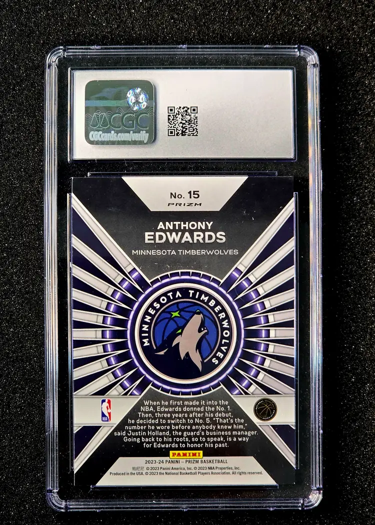 2023 Panini Prizm Dominance Anthony Edwards #15 Green Prizm CGC 10