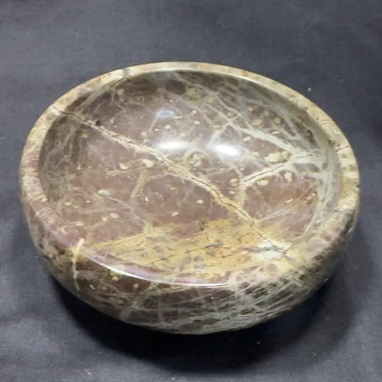 #1680 Vintage Brown Marble Mortar Jewelry Trinket 4” Dish