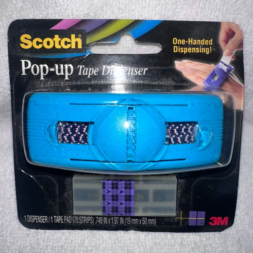 NOS Vintage 2006 3M Scotch Pop Up Tape Dispenser Teal w/75 Strips Unopened