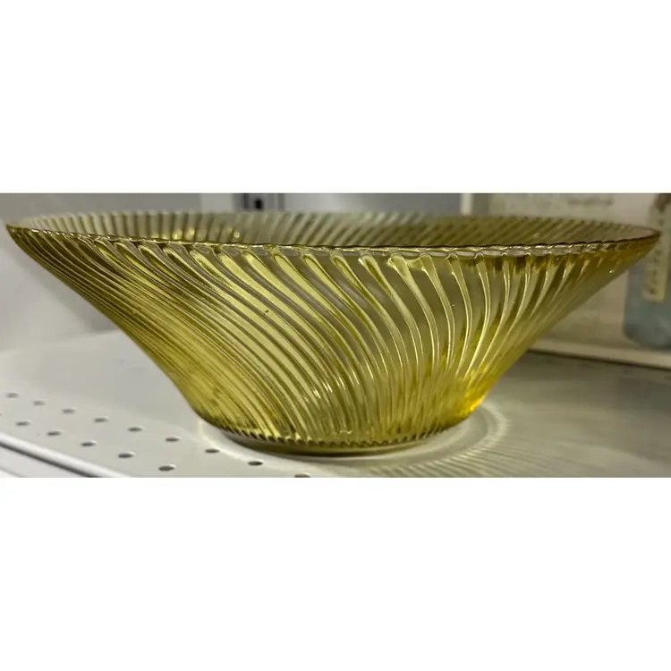 Federal Depression Glass Fruit Bowl Yellow Amber Diana Swirl
