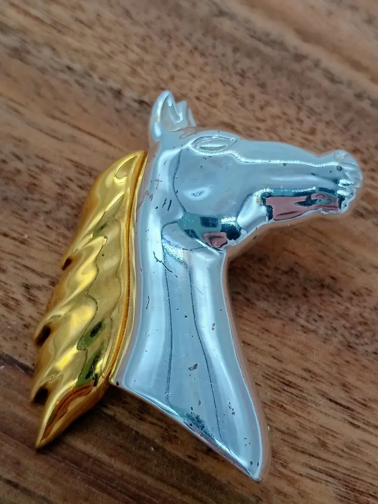 Napier Gold and Silver Tone Horse Stallion Head Brooch Pin.
