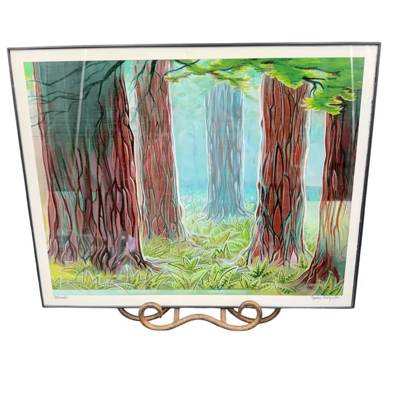 Painting Of Oregon Redwoods Trees Signed Print By Spencer Reynolds