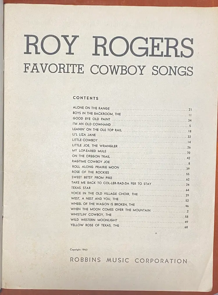 1943 Roy Rogers Favorite Cowboy Songs