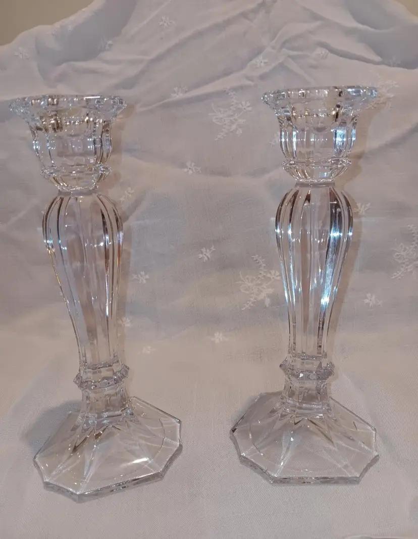 Elegant Vintage Oscar de la Renta Crystal Candlestick Holders