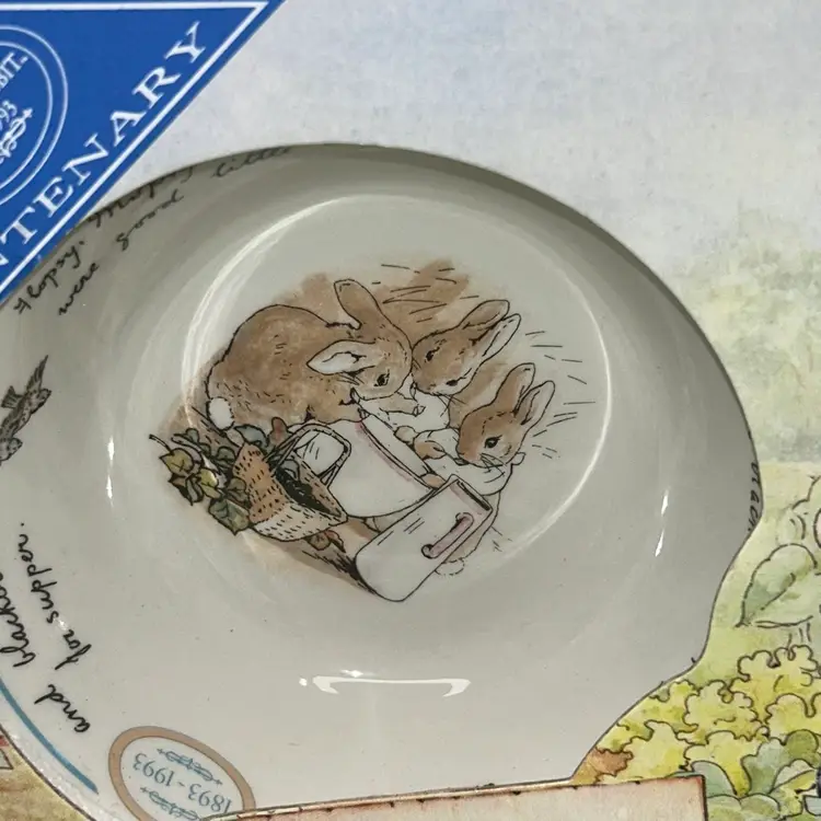 1991 Peter Rabbit Child’s  3-piece Dish Set by Wedgwood. Centenary Edition Celebrating 100 years of Peter Rabbit (1893-1993).