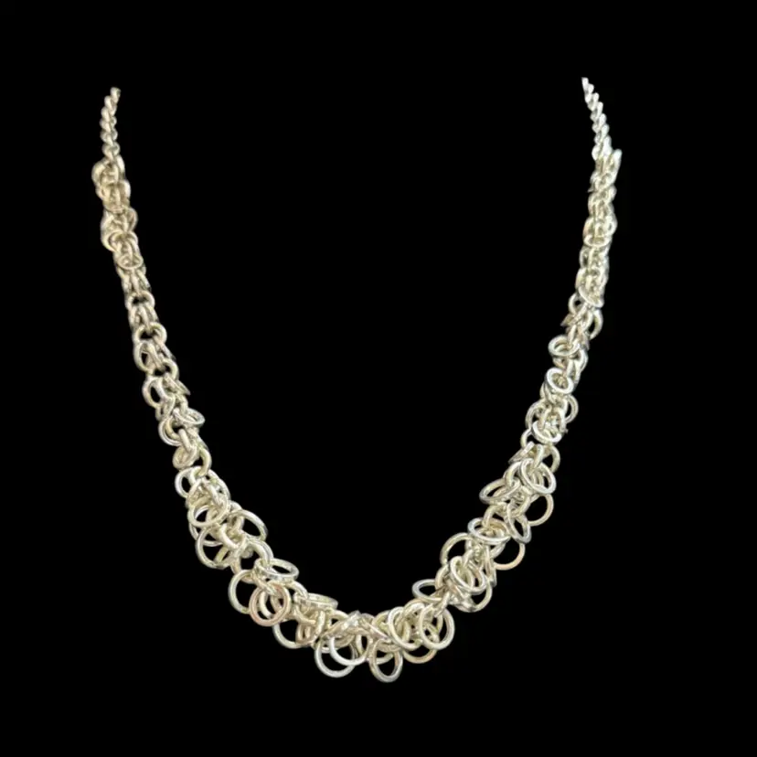 Vintage Avon NR Silver Ring Cluster Necklace