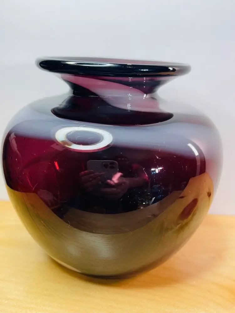 Amethyst, Art Glass, Swirled Vase