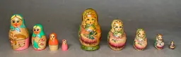 Hand Painted Nesting Dolls 2 Sets Trinket Shelf Decor