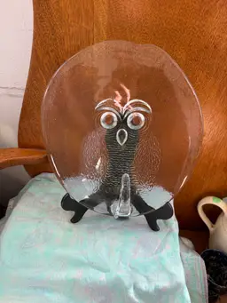 Blenko Glass Owl Serving Tray