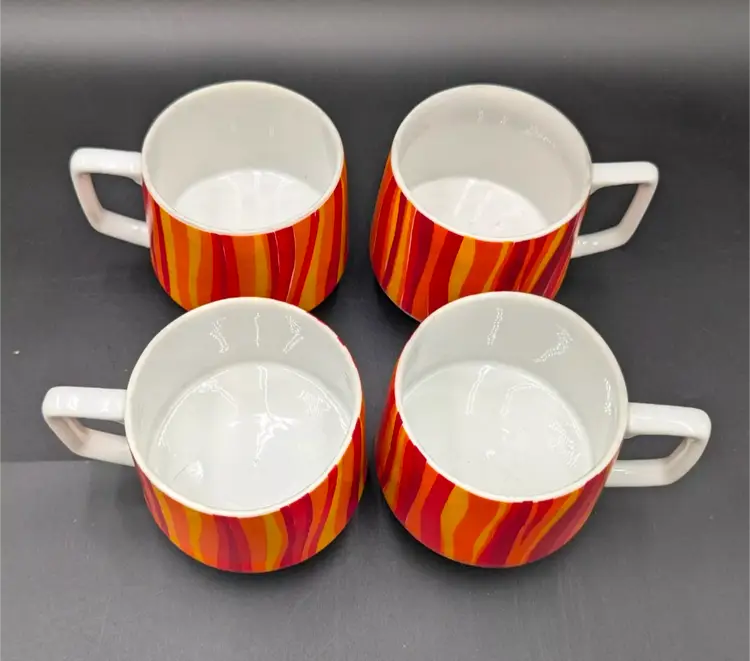 1967 Holt Howard Flame Orange and Red mugs
