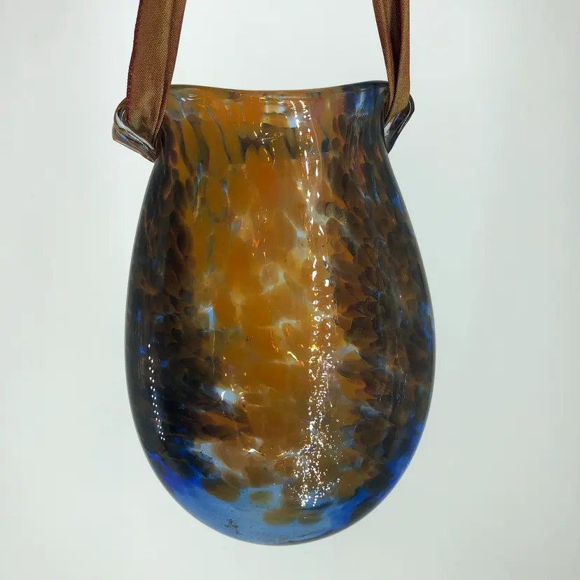 Hand-Blown Art Glass Wall Pocket Planter