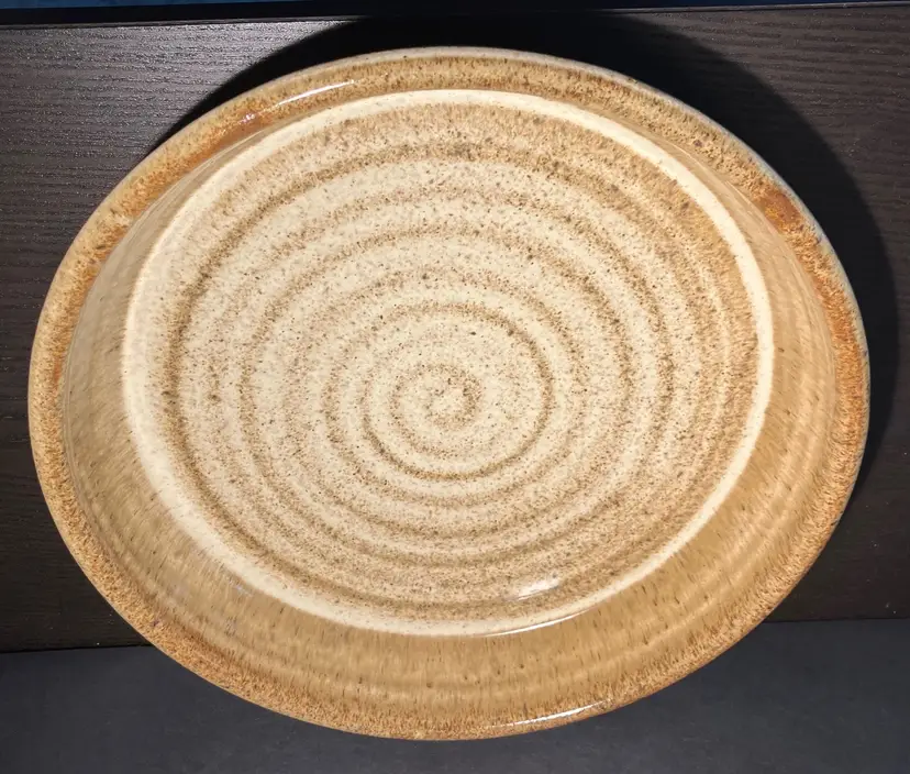 Studio Redware Pottery Brown White Glazed Plate with Sides Pie Plate