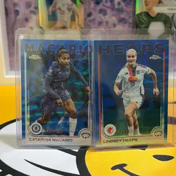 Heaps/Macario Bundle 2024-25 Topps Chrome UEFA Blue Wave /150