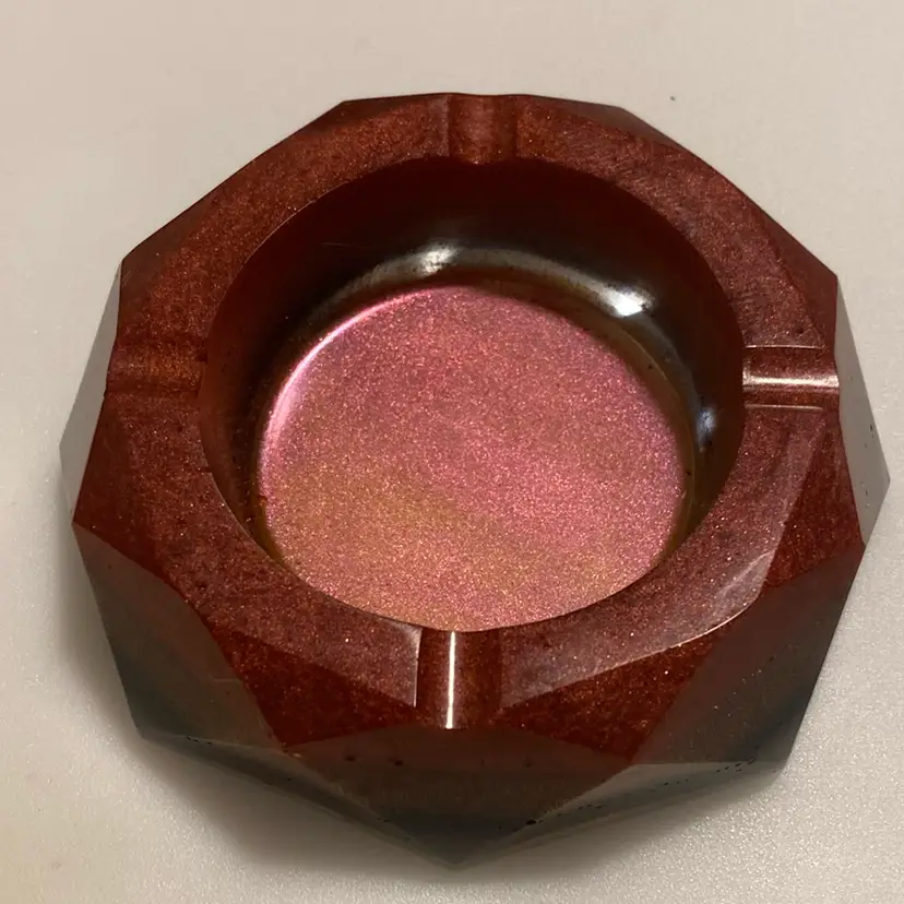 Resin Ashtray Trinket Dish Multicolor Red