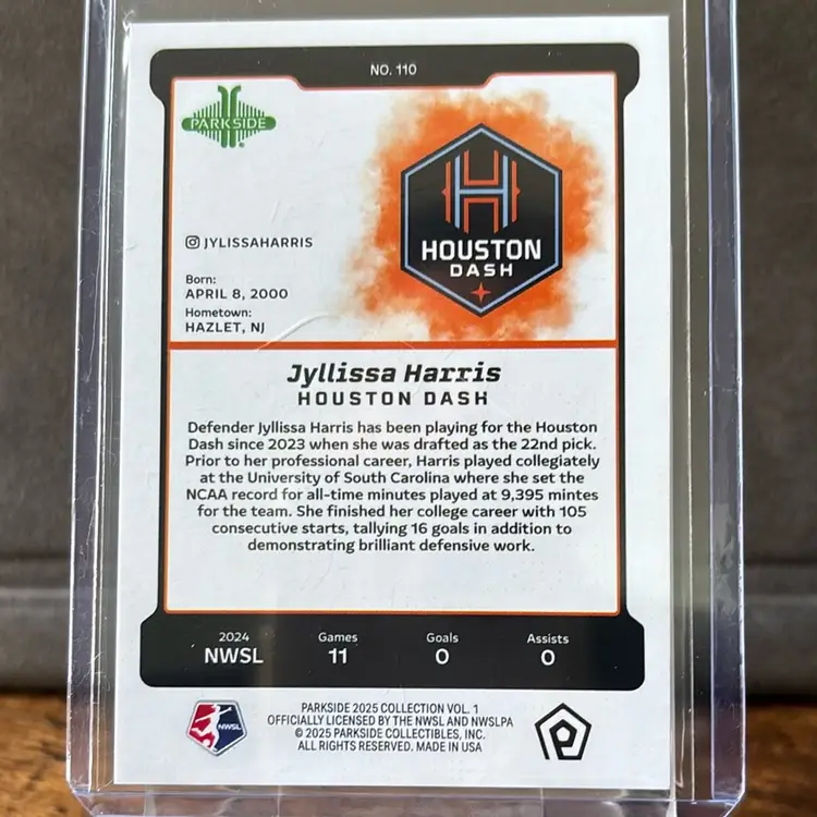 Jyllissa Harris, 2025 Parkside NWSL CollectionCollection- Shimmer, Houston Dash, Soccer Card