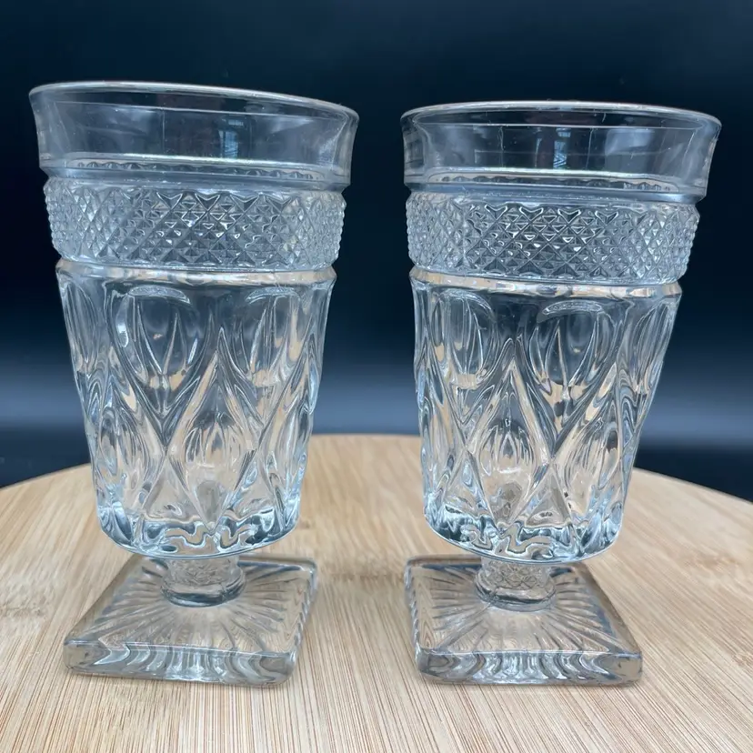 Gorgeous Vintage Imperial Glass Cap Cod Clear Set Of 2 Ice Tea