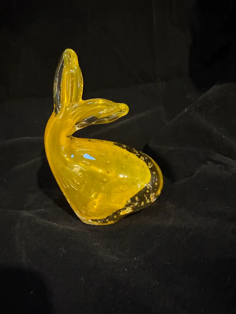 Yellow Whale Paperweight Hand Blown Bellicante throughout No cracks or chips