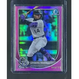 2025 Bowman Chrome #87 SN #/299 Ezequiel Tovar Fuchsia Colorado Rockies