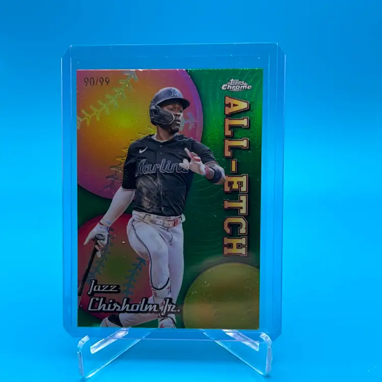 2024 Topps Chrome Jazz Chisholm Jr. All Etch Green Refractor /99 Miami Marlins 